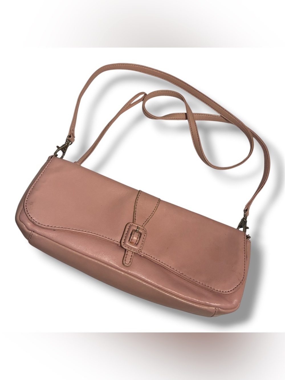 Y2K Pink Faux Leather Mini Crossbody Wristlet Bag
